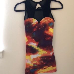 Motel Rocks Mesh-Top Mini Dress